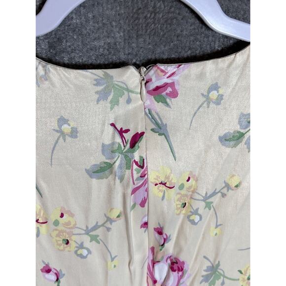 Zara Dress Womens Size XL Yellow Romantic Floral Short Sleeve Side Cutouts FLAWS - Picture 5 of 15